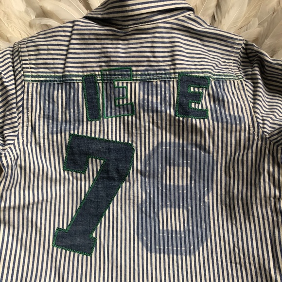 DIESEL Boys Dress Shirt Blue/White stripe 24 M - Picture 2 of 4